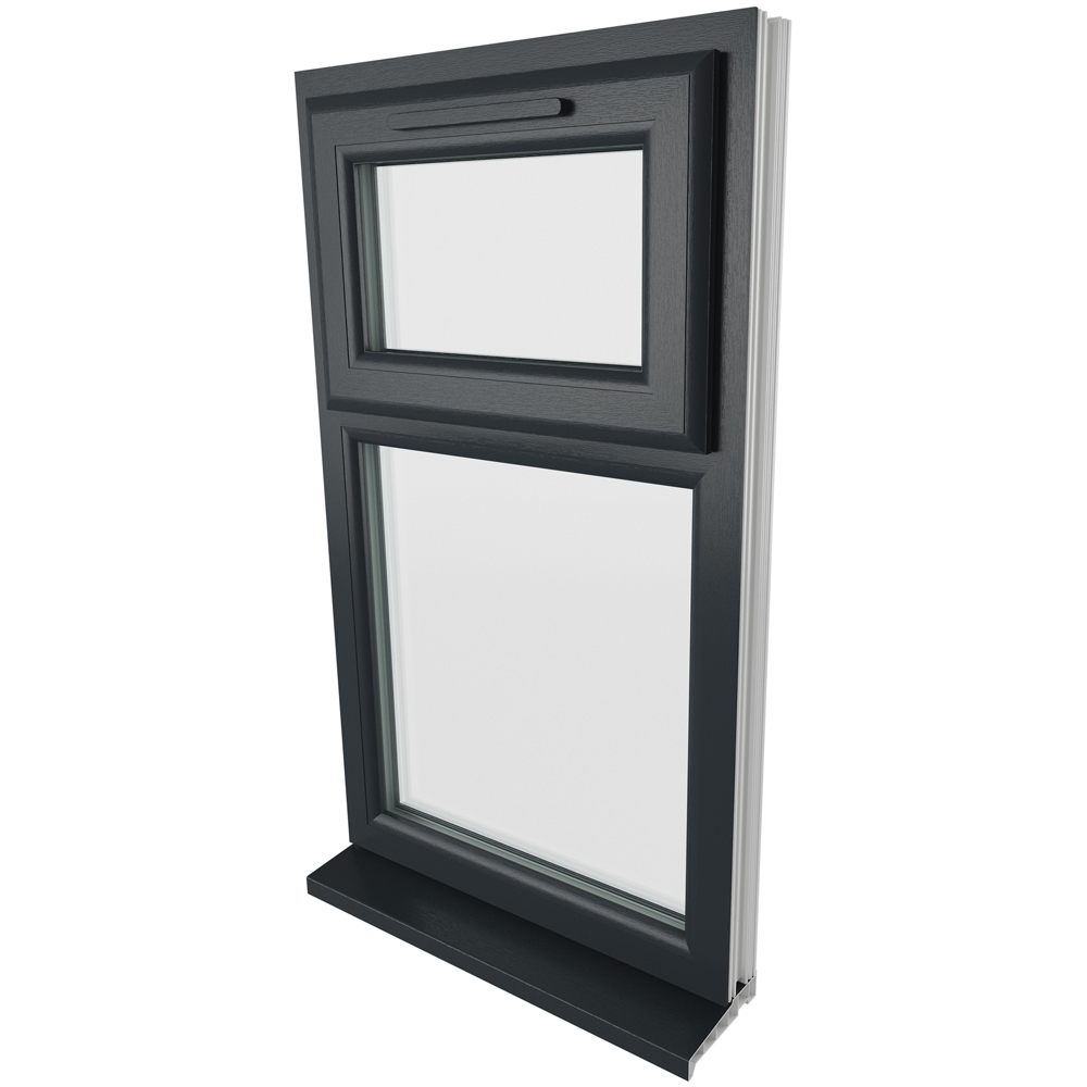 Crystal uPVC Double Glazed Window Top Hung Over Fixed Light Grey White Clear Glass 610x1115mm Image 9