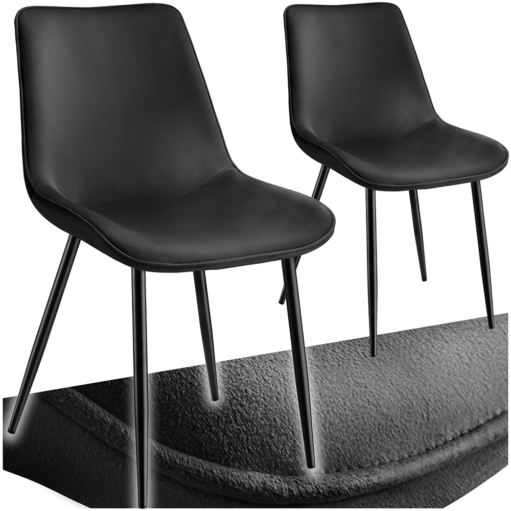 tectake Monroe Set of 2 Black Velvet Dining Chair Image 2