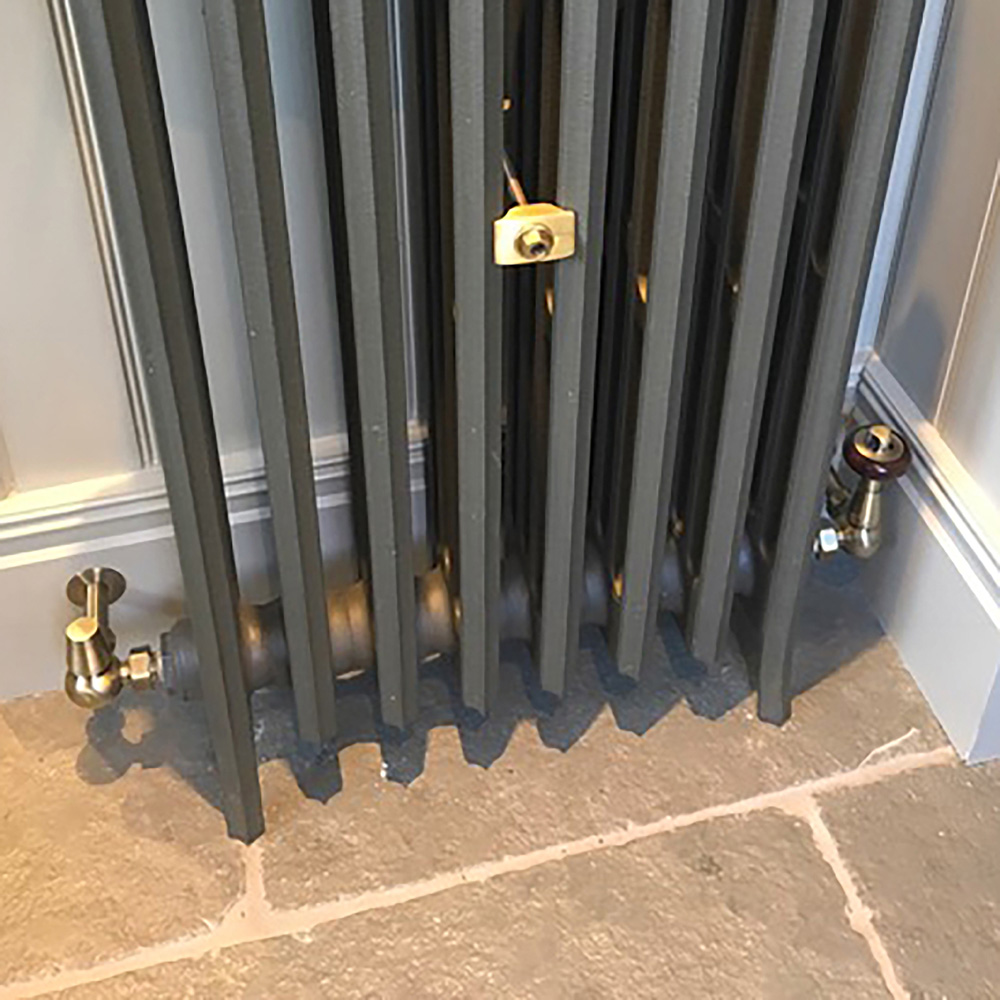 Terma Traditional Antique Brass 3 Axis Thermostatic Radiator Valve and Lockshield Set Image 2