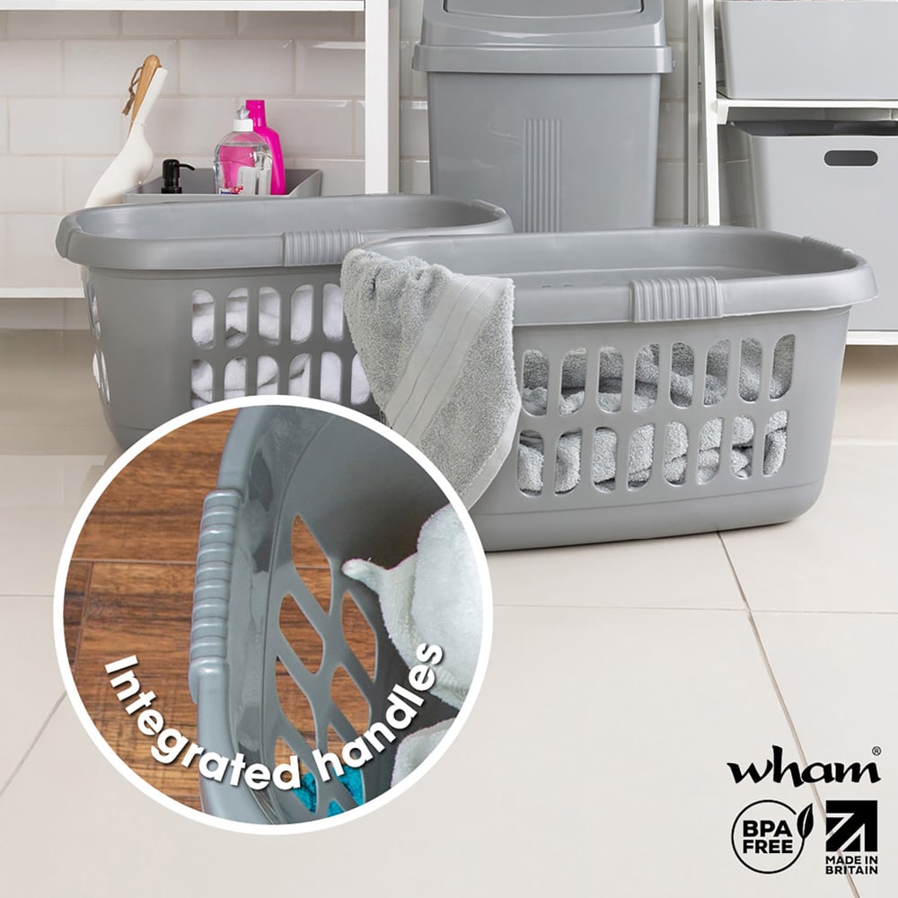 Wham Casa Silver Hipster Laundry Basket 2 Pack Image 3