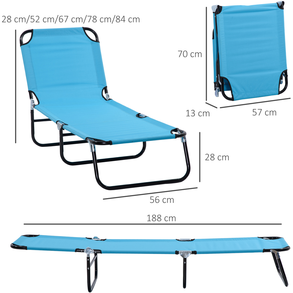 Outsunny Sky Blue Folding Recliner Sun Lounger Image 8