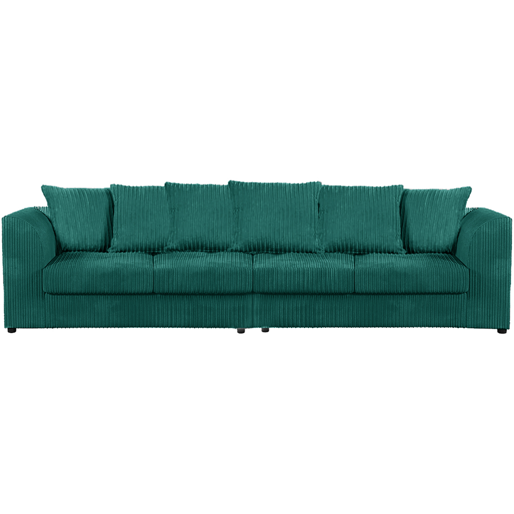Luxor 4 Seater Teal Jumbo Cord Scatter Back Sofa Image 2