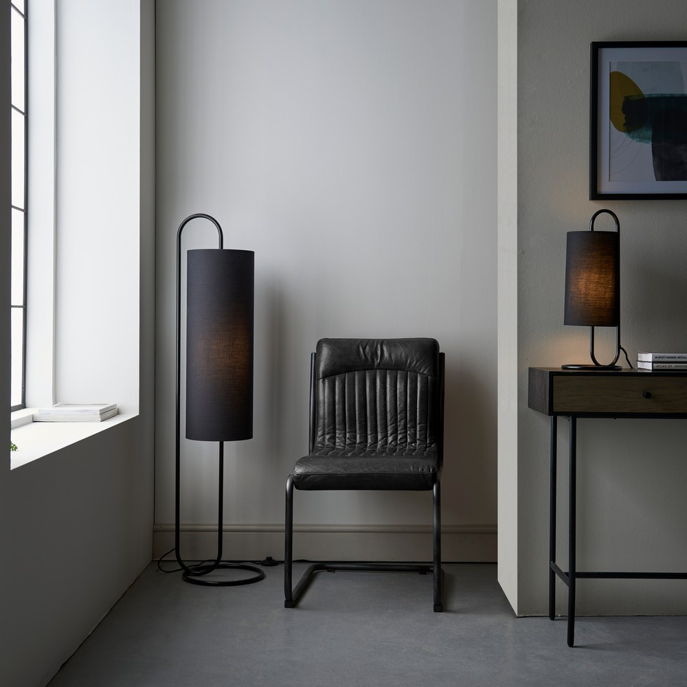 Merano Arenzano Matt Black and Black Fabric Floor Lamp Image 6