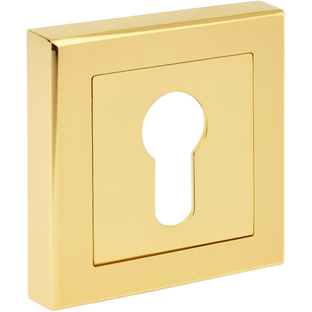 Golden Grace Electro Brass Square Rose 3 and 5 Lever Escutcheon Euro Key Hole Image 2