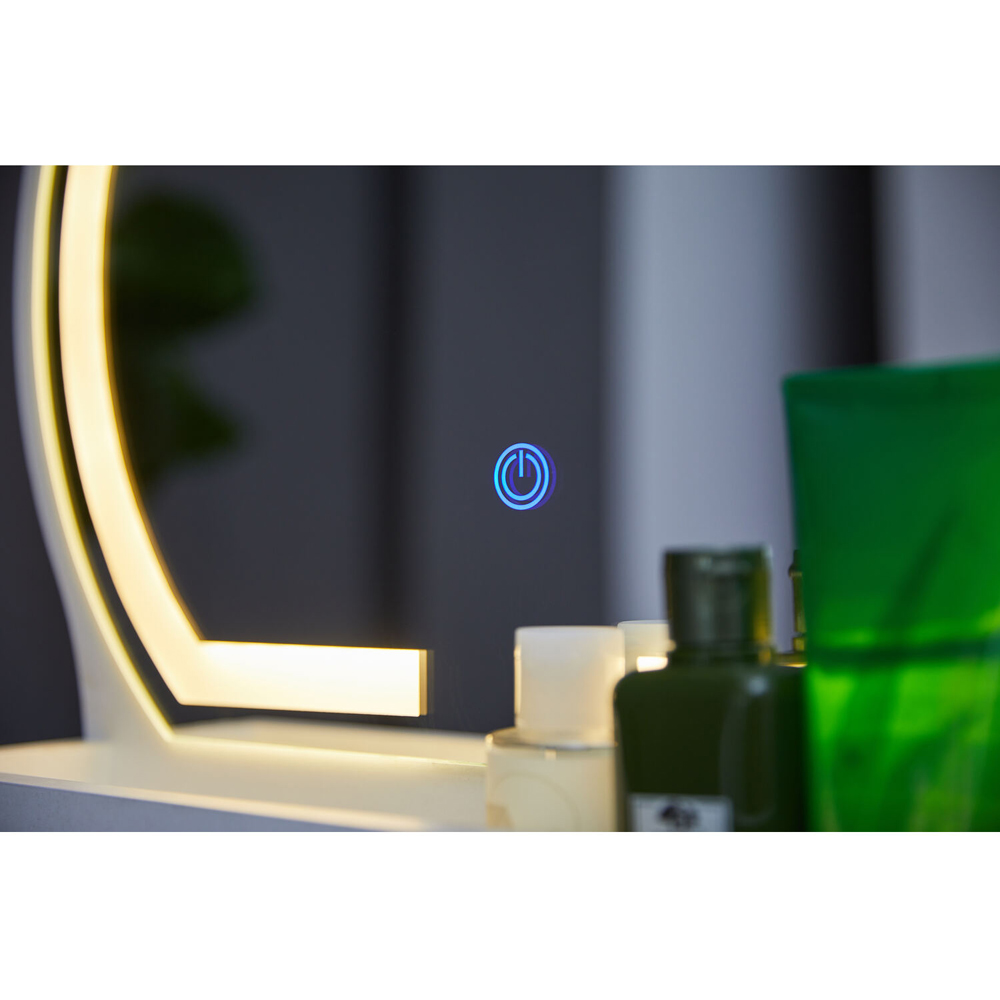 White Dressing Table Set with LED Mirror Image 5