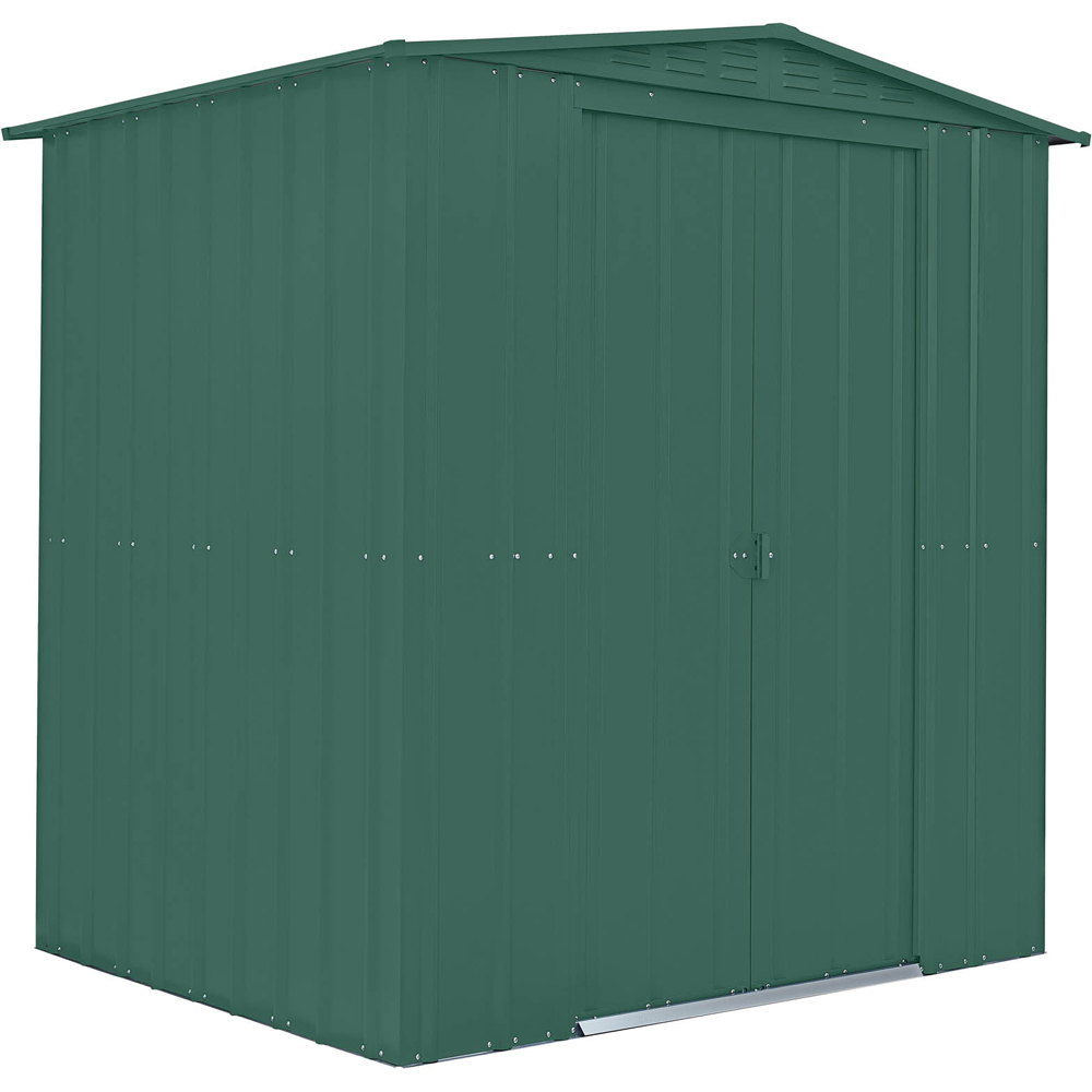 Globel 6 x 5ft 2 Door Green Metal Apex Garden Shed Image 1