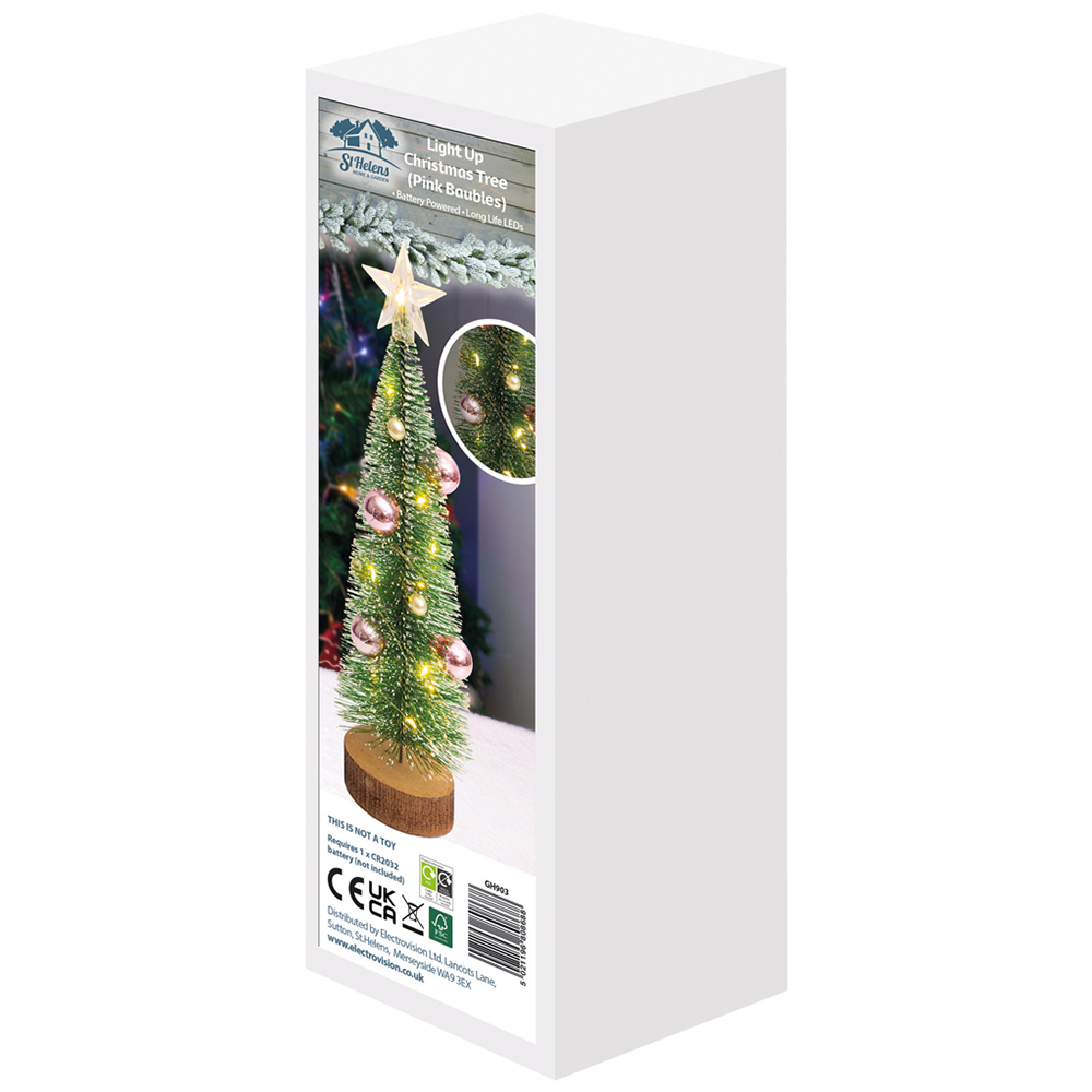 Xmas Haus Light Up Wooden Mini Christmas Tree 27.5cm Image 4