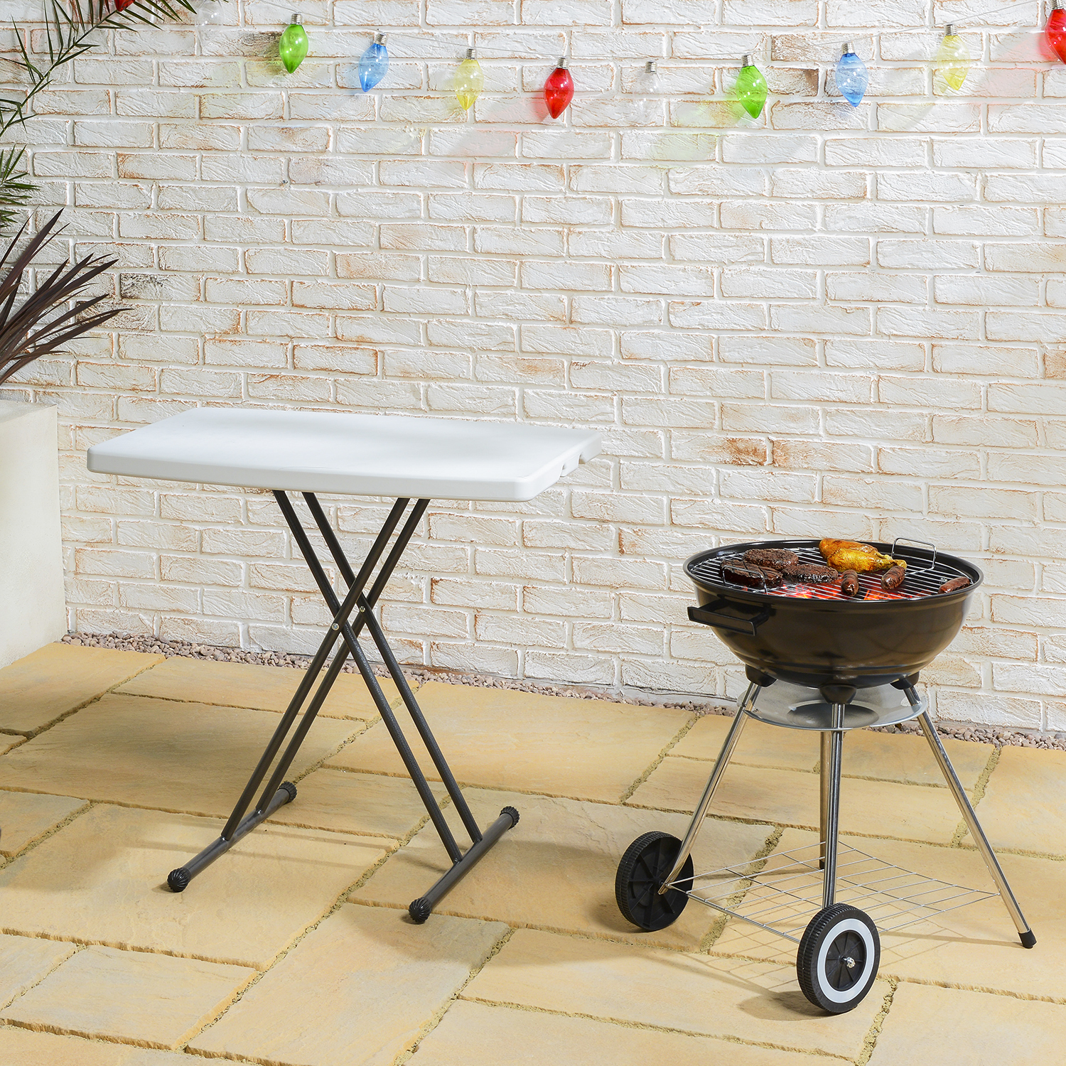 White and Black Folding Camping Table Image 3