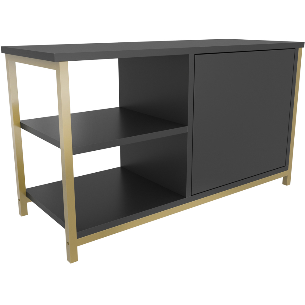 Decorotika Muskegon Single Door and 2 Open Shelf Gold and Anthracite TV Unit Image 3