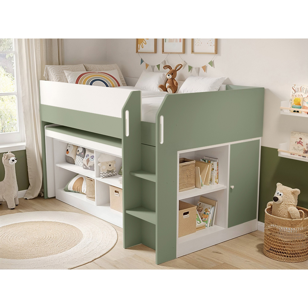 Flair Aiden Single Olive Green Cabin Bed Mid Sleeper Image 6