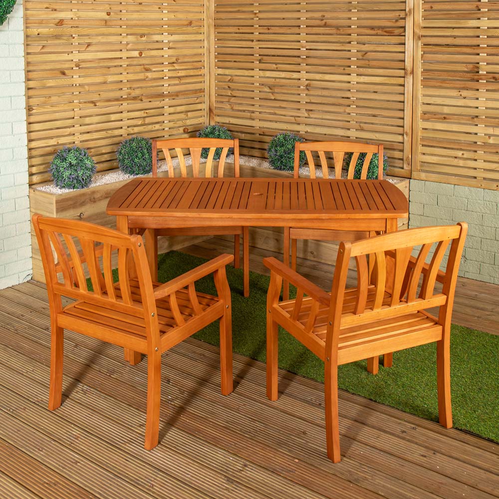 Samuel Alexander 4 Seater Rectangular Wooden Garden Dining Set Image 7