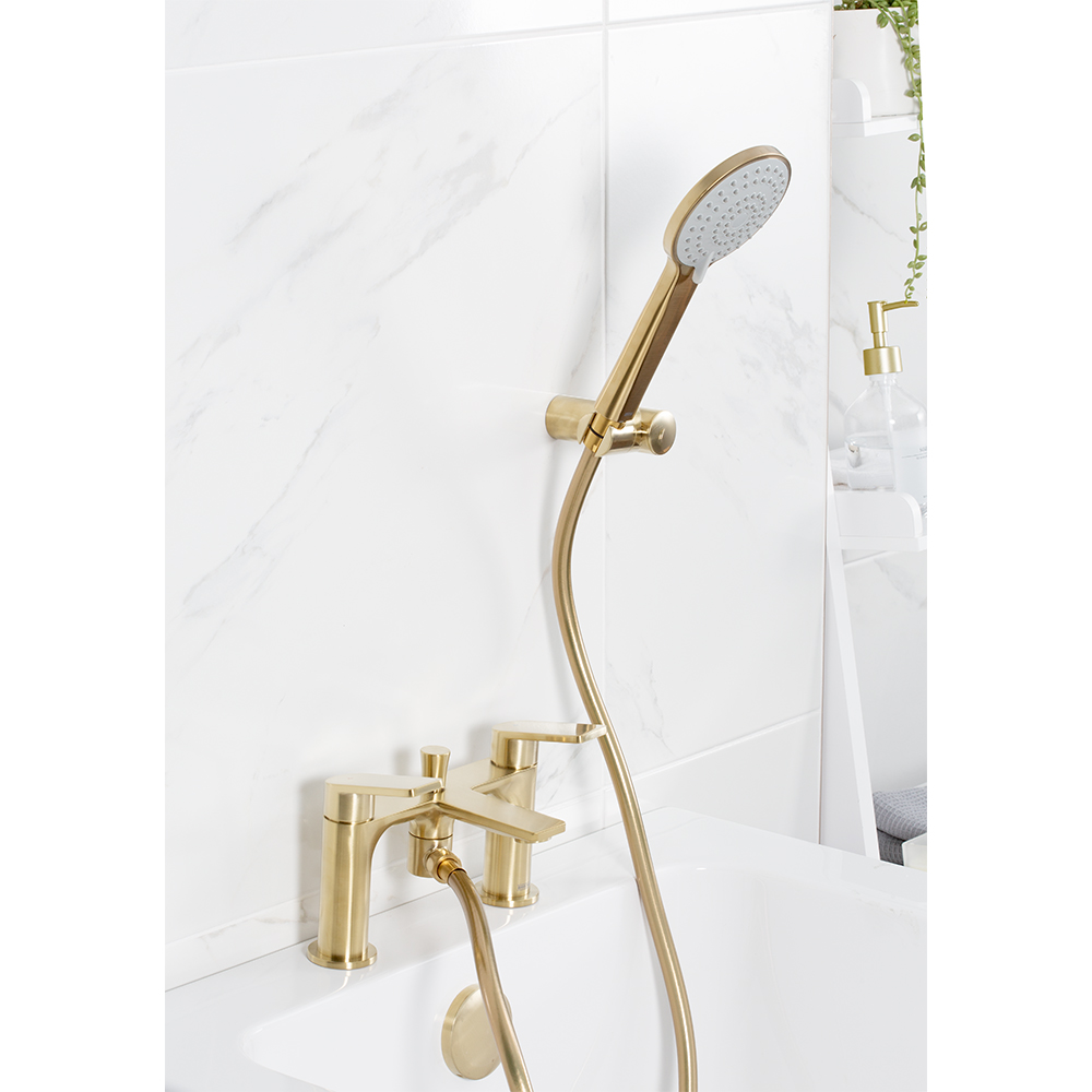 Bristan Frammento Brushed Brass Bath Shower Mixer Tap with Handset Image 6