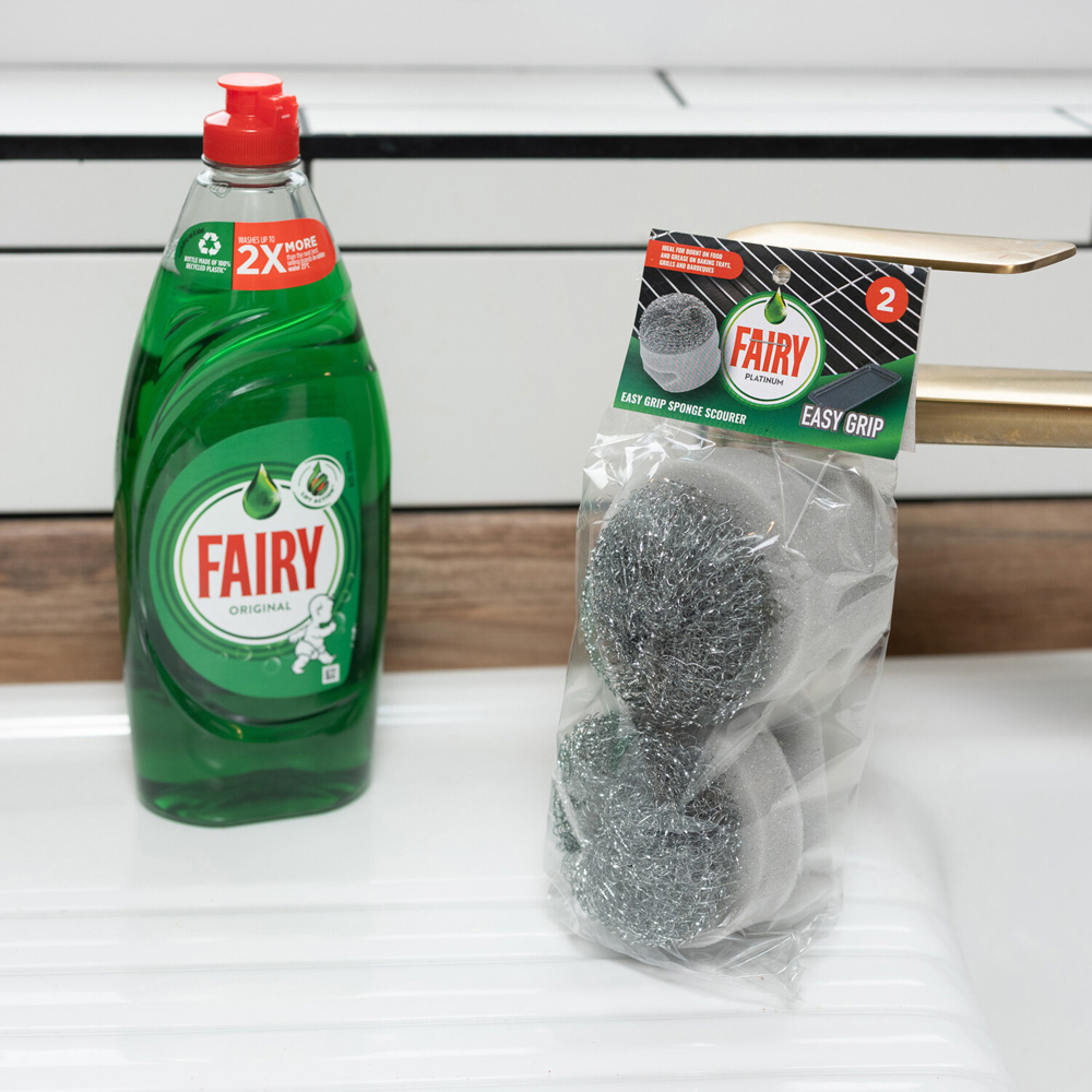 Pack of 2 Fairy Easy Grip Sponge Scourers Grey Image 4