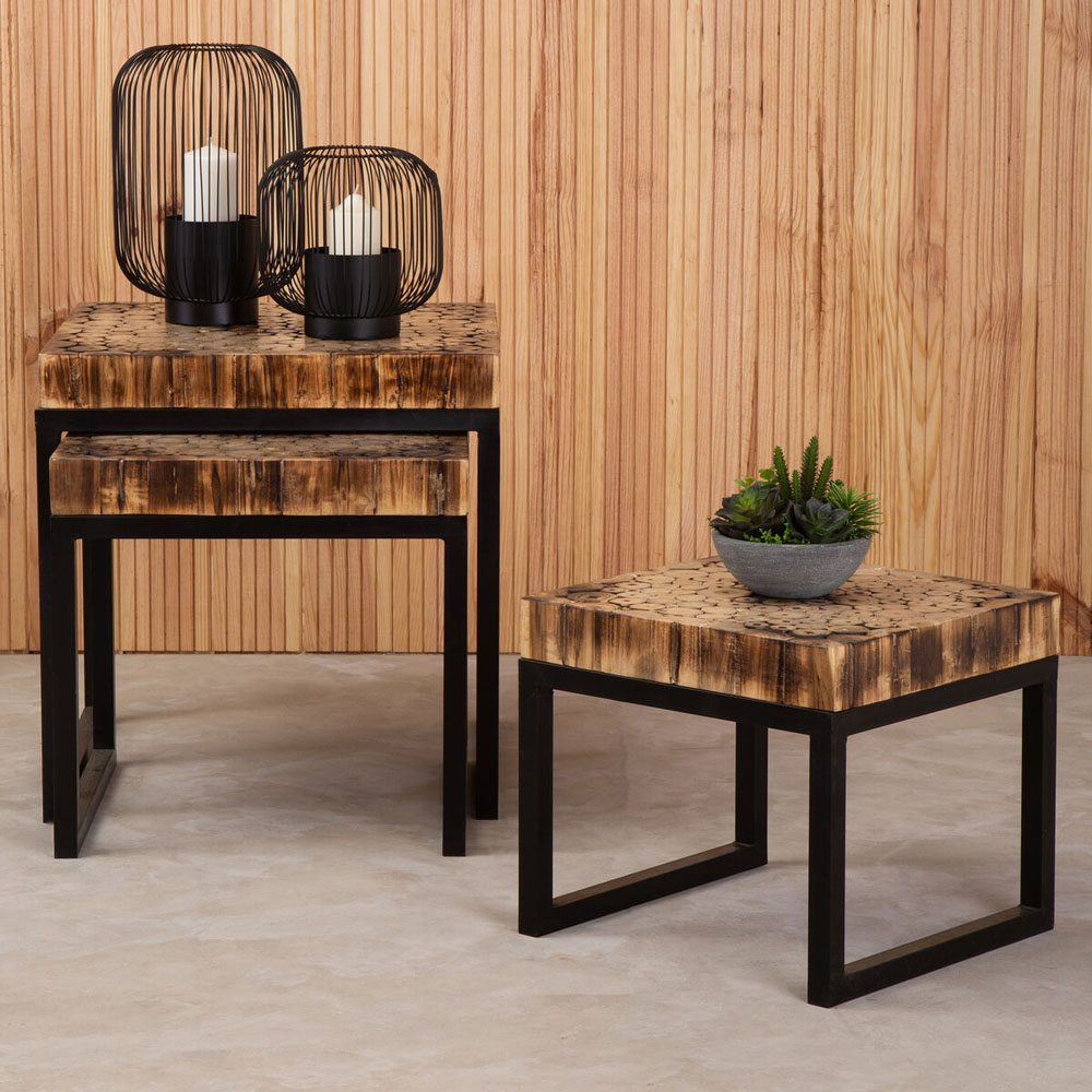 Premier Housewares Wooden Nest of Tables Set of 3 Image 3
