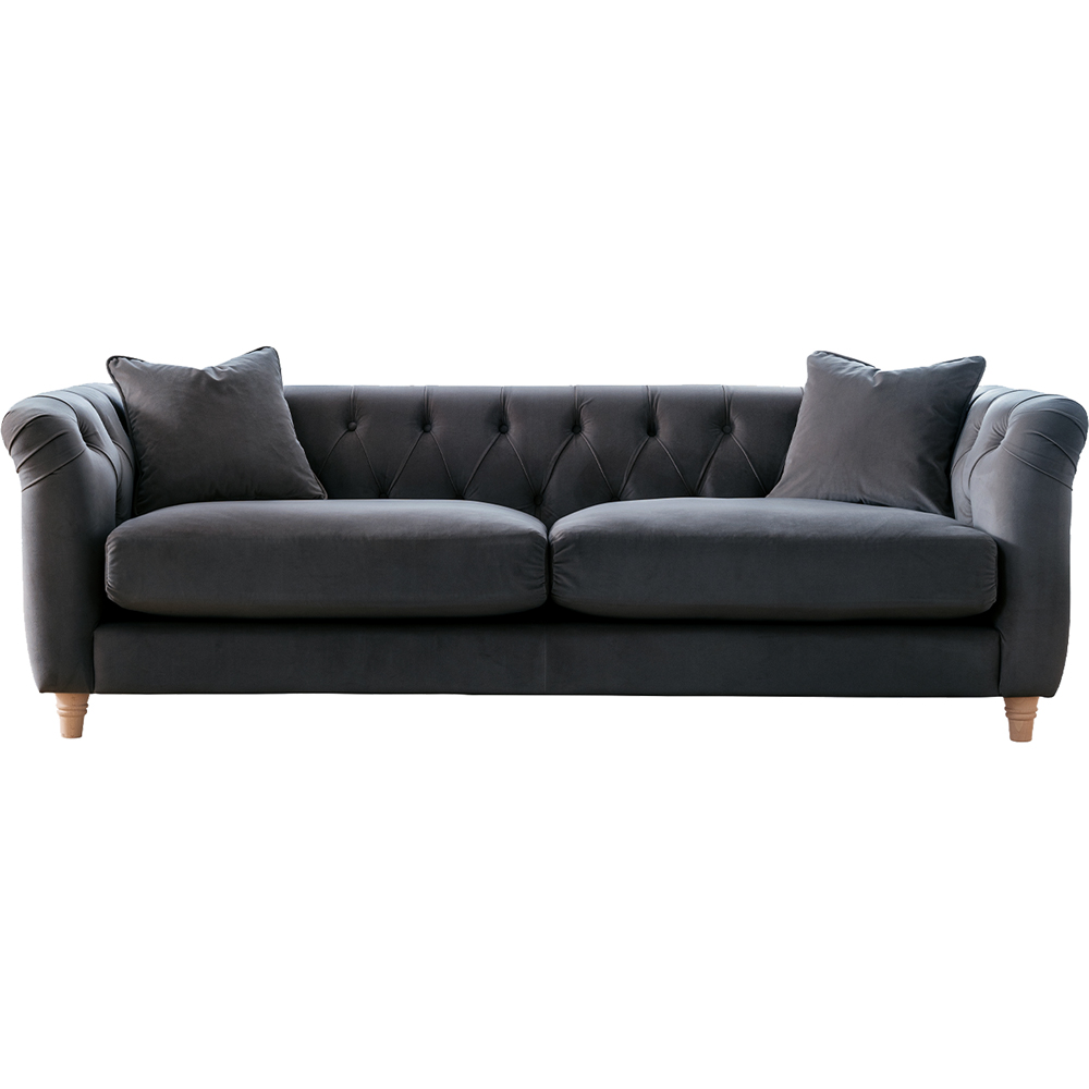 Elsie Chesterfield 3 Seater Midnight Blue Plush Velvet Sofa Image 2