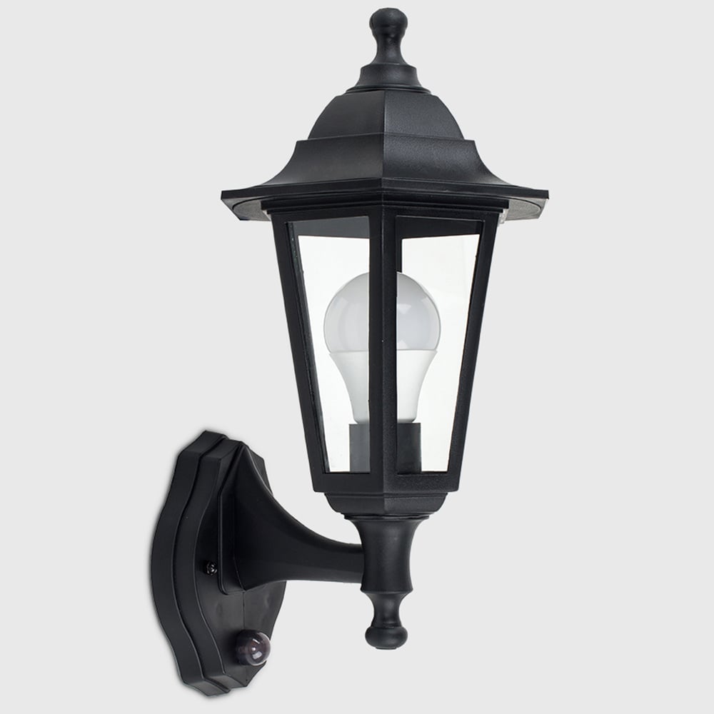 ValueLights Mayfair Black Warm White Bulb PIR Wall Lantern Image 3