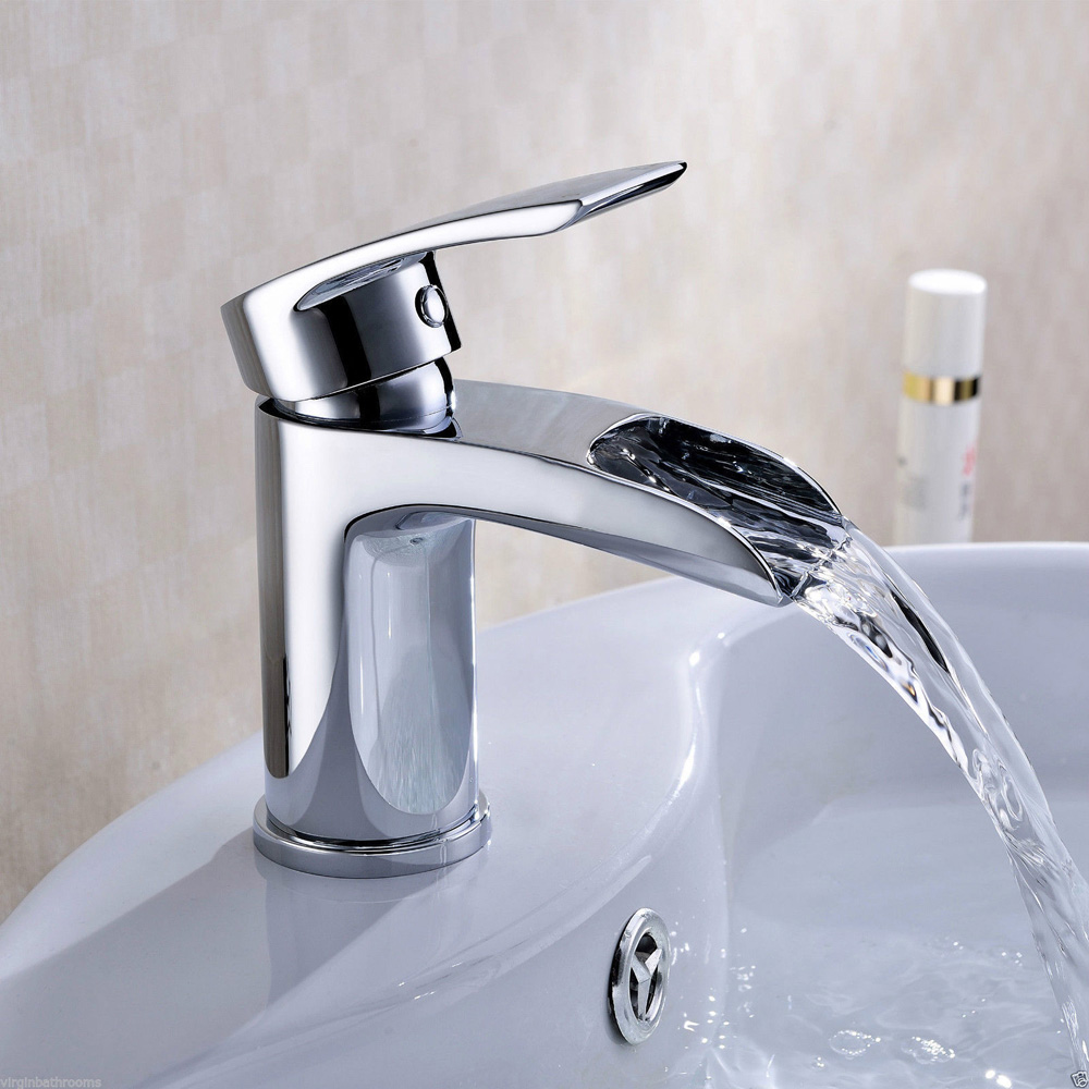 Nes Home Corry Waterfall Cloakroom Chrome Basin Mono Tap with Waste Image 2