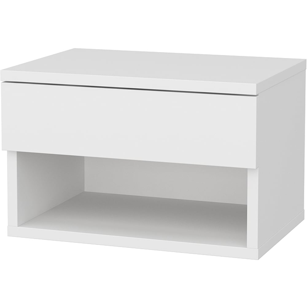 Decorotika Jamot Single Drawer White Floating Bedside Table Image 2
