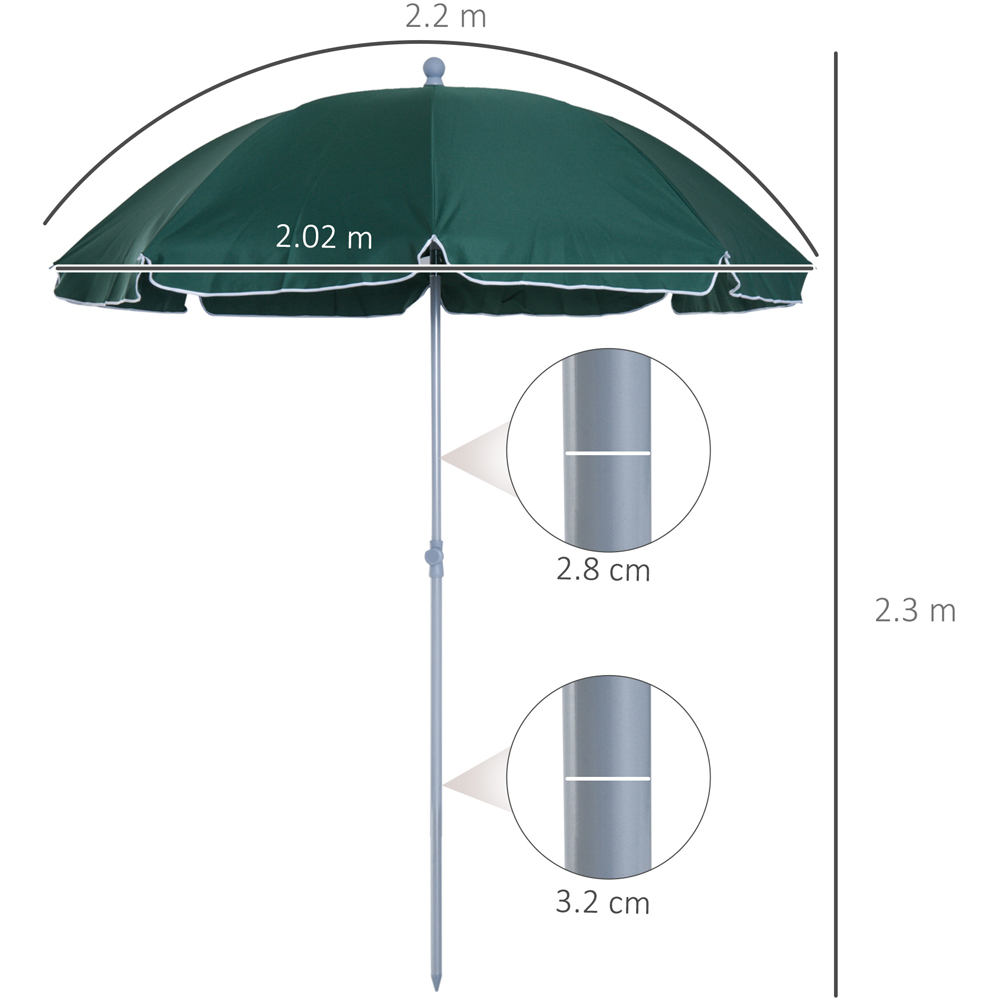 Outsunny Dark Green Tilting Parasol 2.2m Image 7