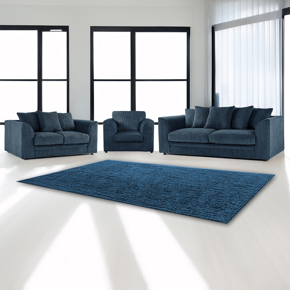Luxor 6 Seater Navy Blue Jumbo Cord Scatter Back Sofa Suite Image 1