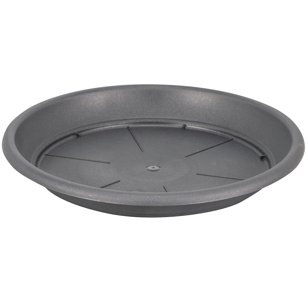 Round Anthracite Plant Pot Saucer 26cm Image