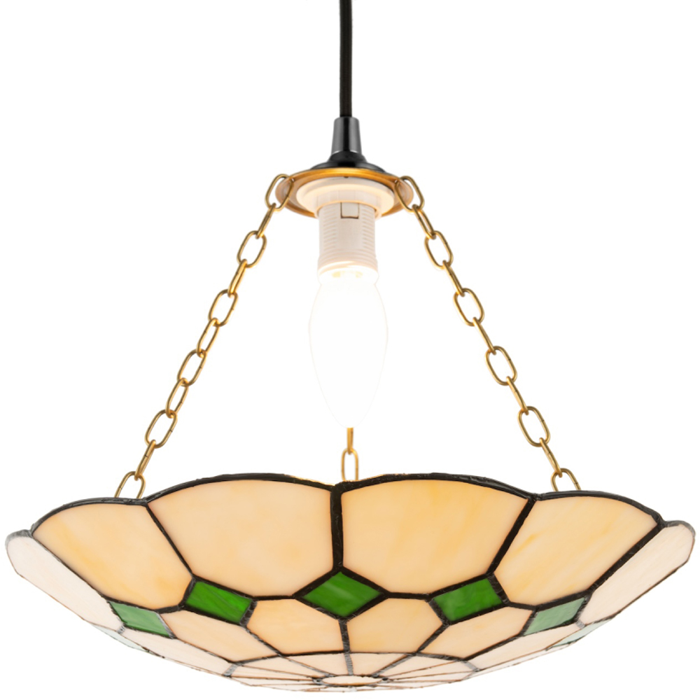 Happy Homewares Green Diamond Amber Stained Glass Pendant Lighting Shade Image 3