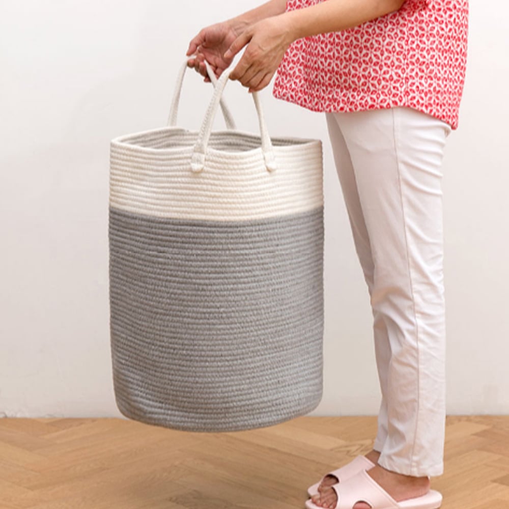 Living and Home Grey Laundry Basket 50cm Image 5
