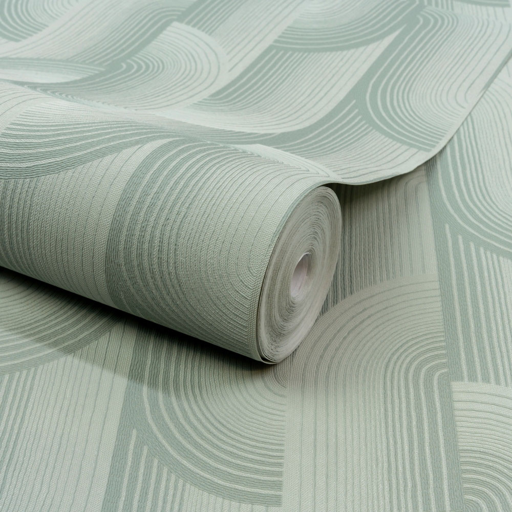 Grandeco Boutique Romaine Art Deco Luxury Embossed Sea Green Wallpaper Image 2