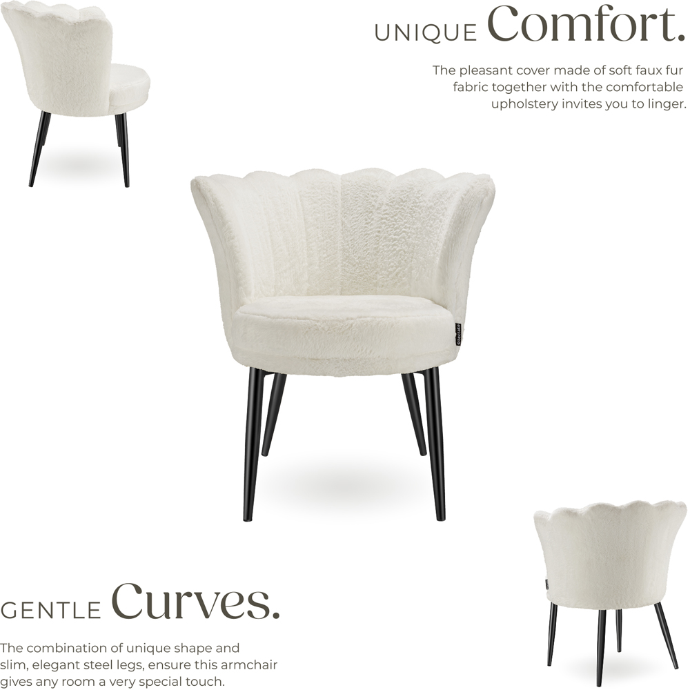 tectake Stella Cream and Black Faux Fur Armchair Image 3