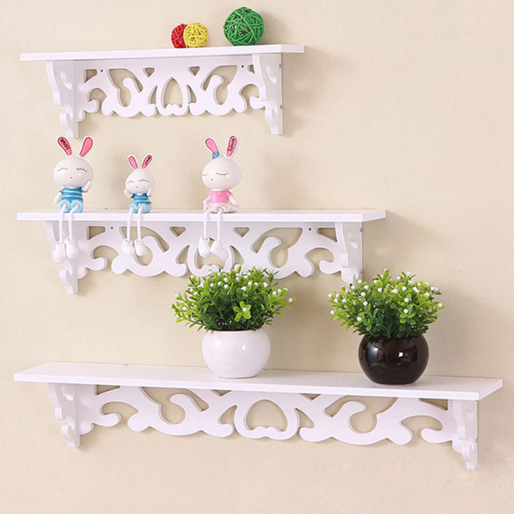 Living and Home 3 Pack White Wall Hanging Floating Shelf Image 5