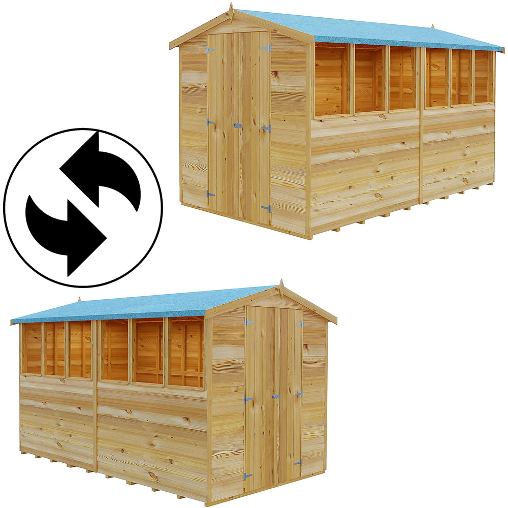 Shire 12 x 6ft Double Door Dip Treated Overlap Apex Shed Image 6