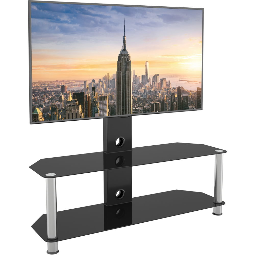 AVF Classic 2 Shelf Black and Chrome Mount Glass Corner TV Unit Image 3