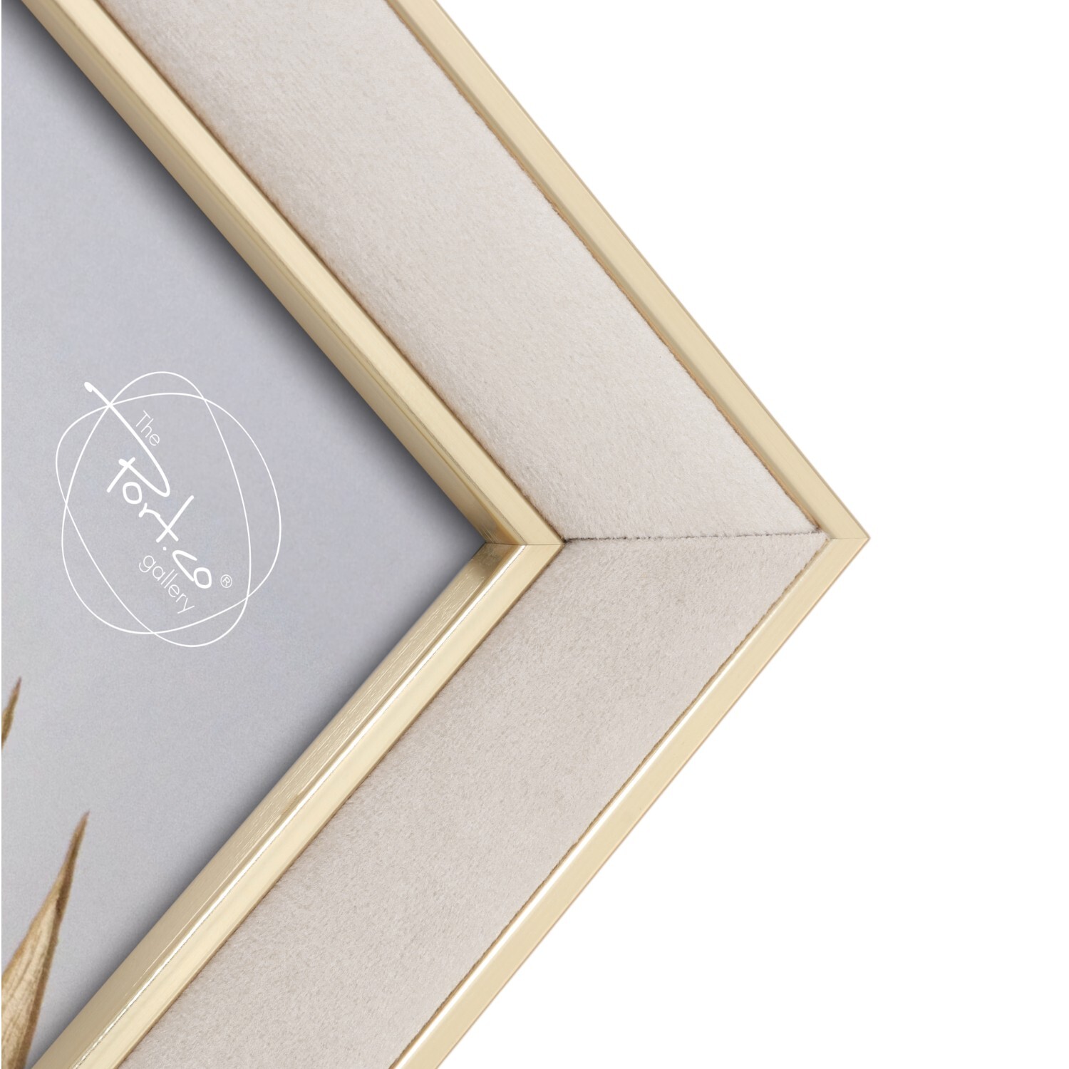 Neutral Gold Edged Velvet Frame Neutral and Gold 10x8inch Image 4