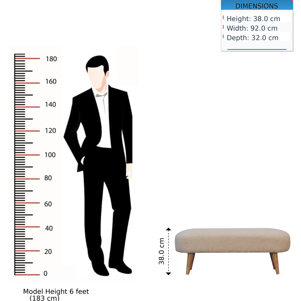 Artisan Furniture Brown and Cream Boucle Upholstered Hallway Bench Image 9