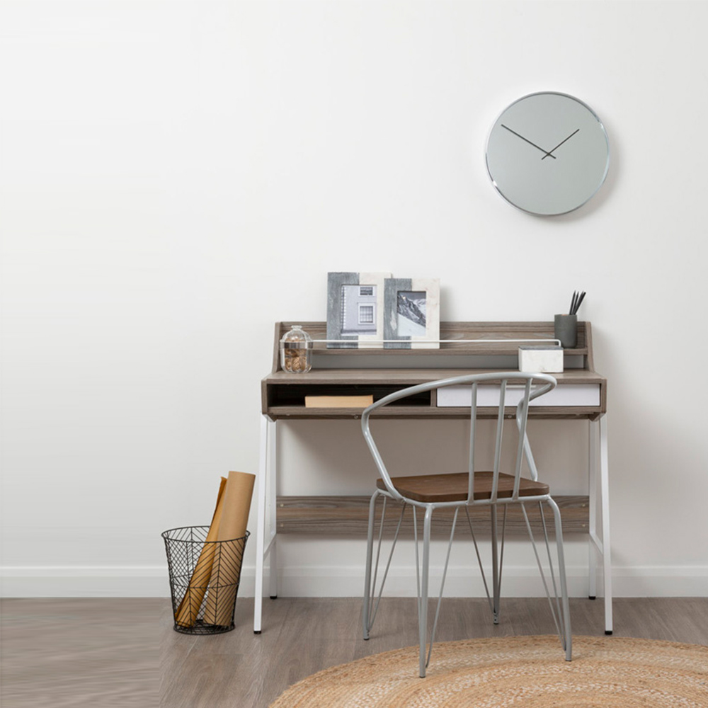 Premier Housewares Bailie Mirror Face Chrome Eound Wall Clock 40cm Image 2