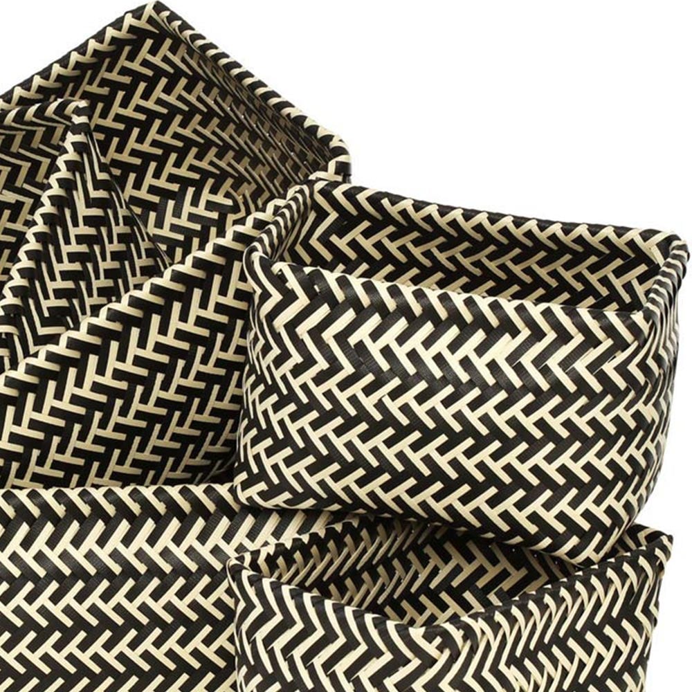 Premier Housewares Black and White Woven Storage Basket 5 Pack Image 2