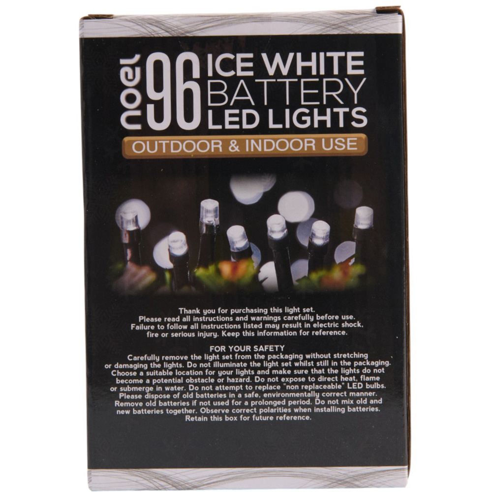 noel 96 Ice White LED Battery Operated Outdoor Lights Image 2