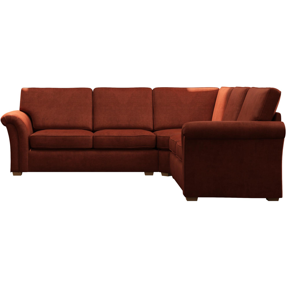 Castleacre 4 Seater Marmalade Plush Velvet Fixed Back Corner Sofa Image 3