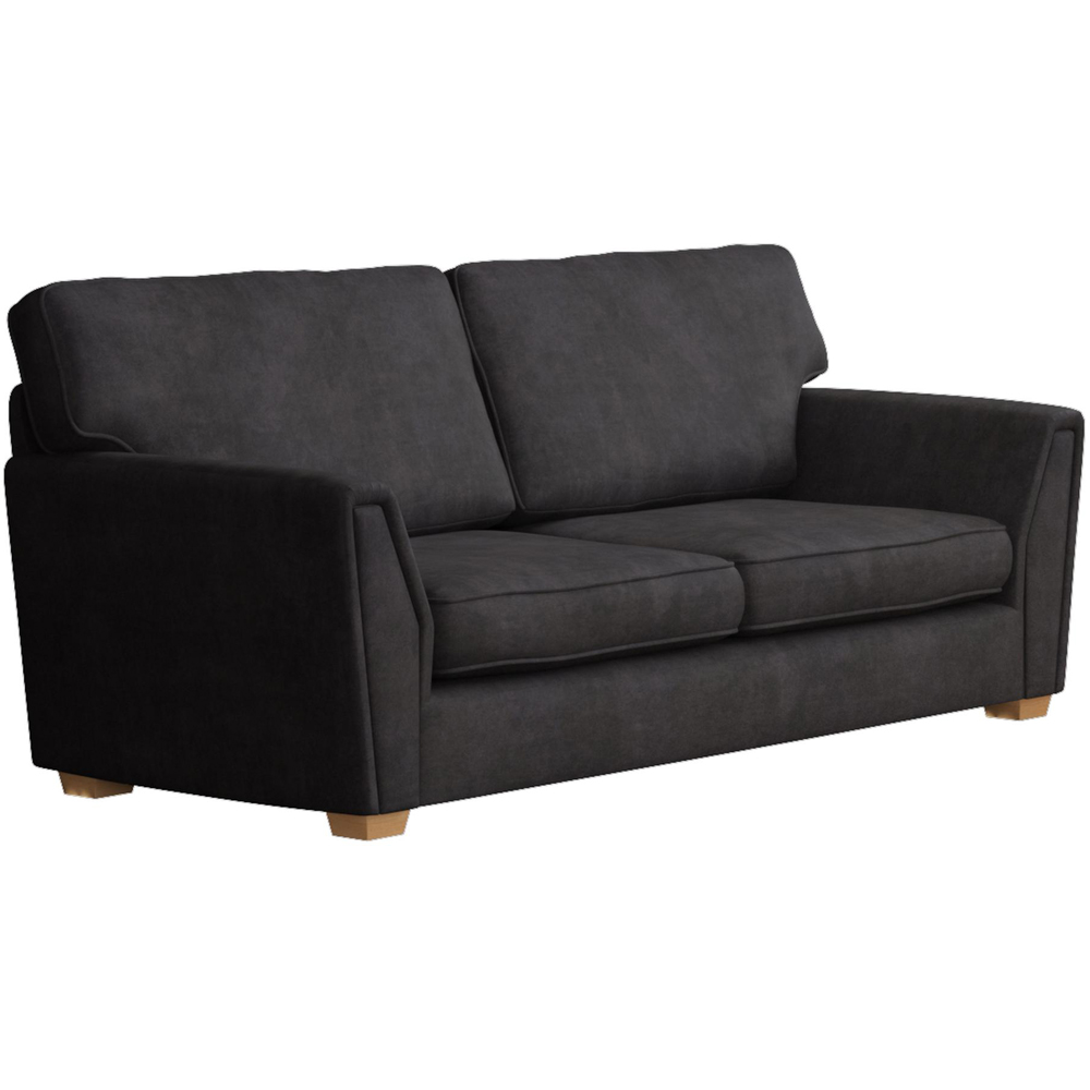 Wendleberry 5 Seater Ebony Plush Velvet Fixed Back Sofa Set Image 3