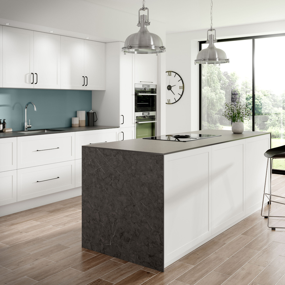 Alloy Glacier White and Neptune Blue Kitchen Hob Splashback 600 x 800 x 4mm Image 5