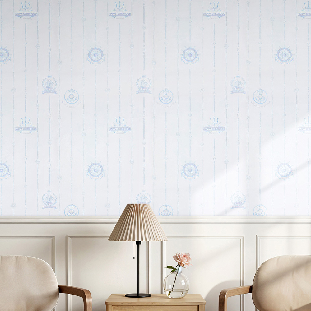Living and Home Blue and White 3D Embossed Non-Woven Wallpaper Roll 950 x 53cm Image 7