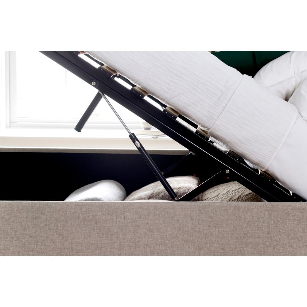 Wilson Double Oatmeal Fabric Ottoman Bed Image 5