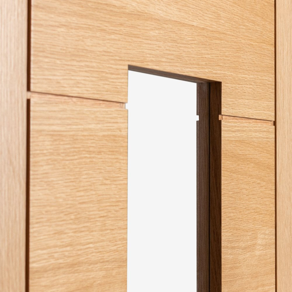 Pedrena Oak Veneer Fully Finished 1 Light Clear Glass Internal Door 1981 x 686 x 35mm Image 4