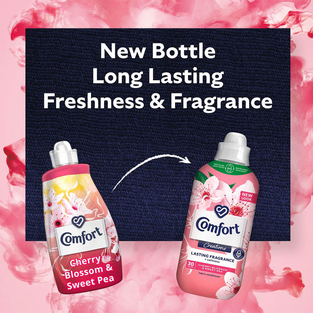 Comfort Creations Cherry Blossom and Sweet Pea Fabric Conditioner 30 Washes 900ml 4 Pack Image 5