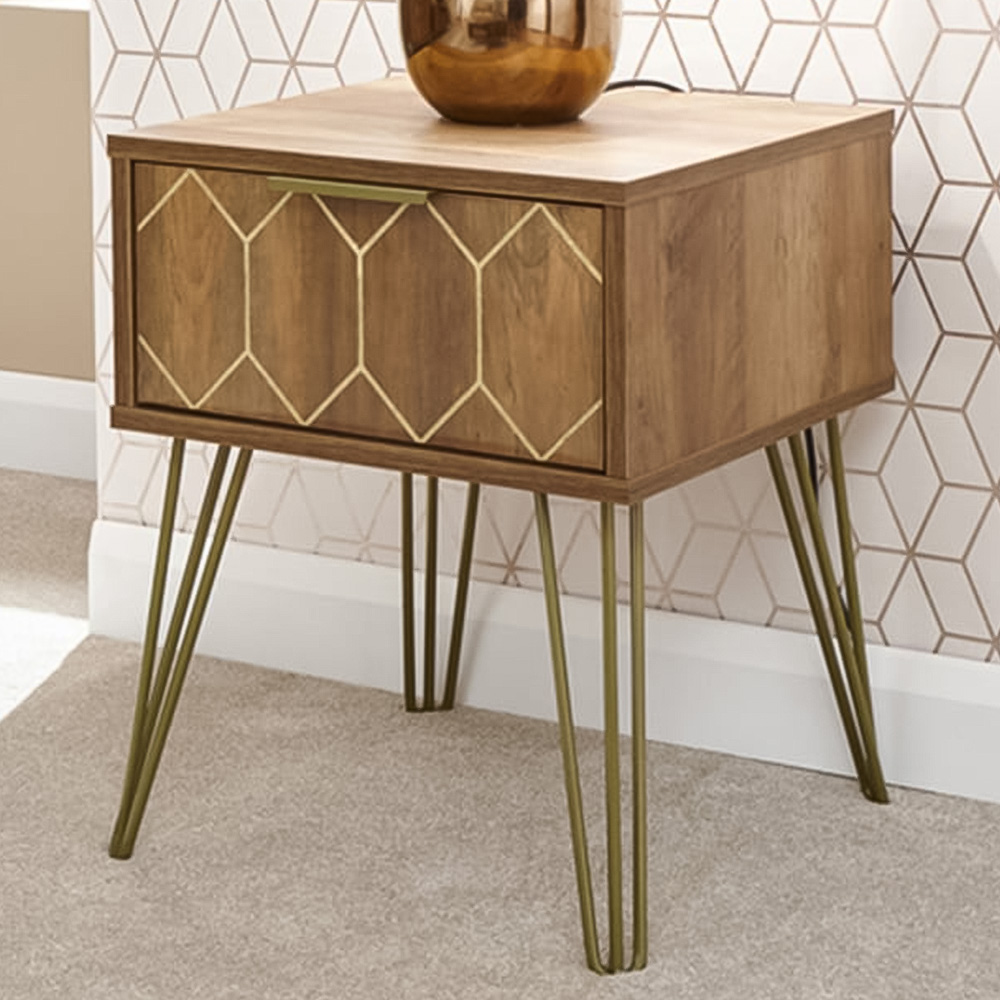 GFW Orleans Single Drawer Mango Yellow Lamp Table Image 1