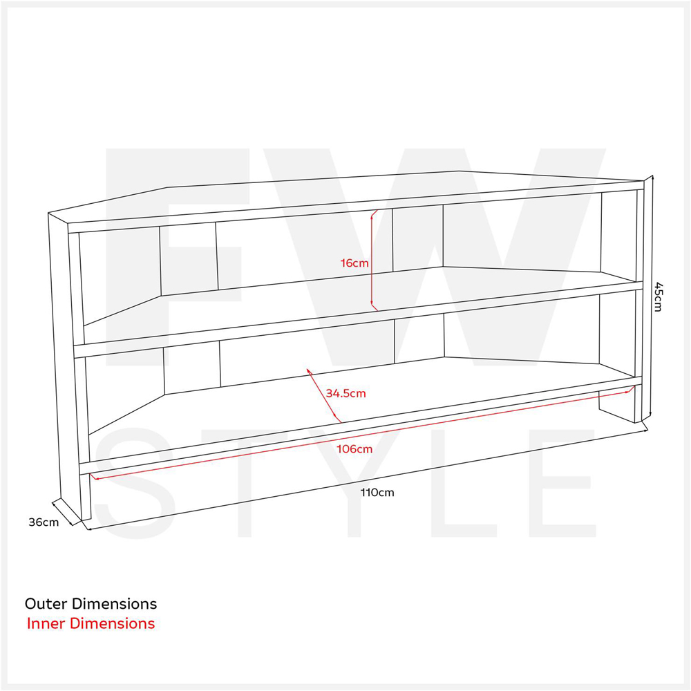 FWStyle Promo 2 Shelf Oak Corner TV Unit Image 6
