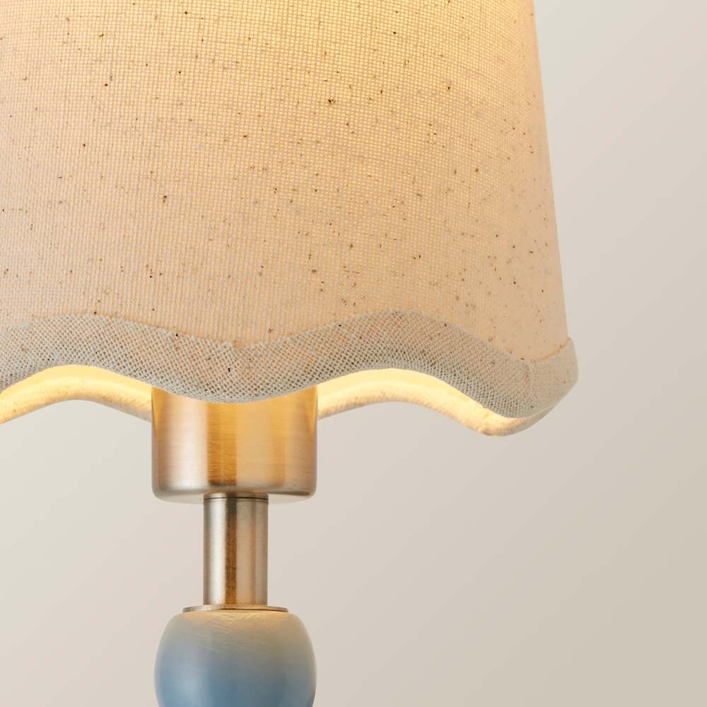 ValueLights Scallop Shade Powder Blue Bobbin LED Wall Light with Bulb Image 6