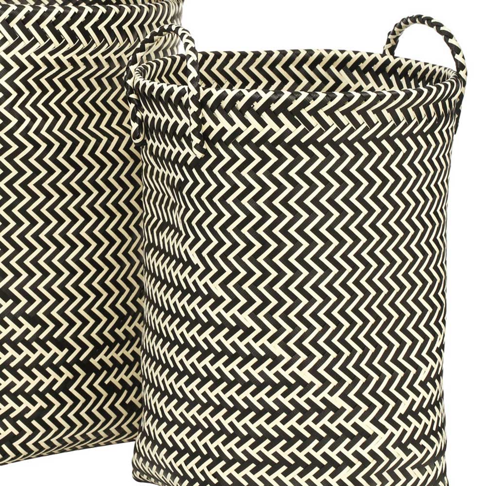 Premier Housewares Black and White Woven Storage Basket 2 Pack Image 2