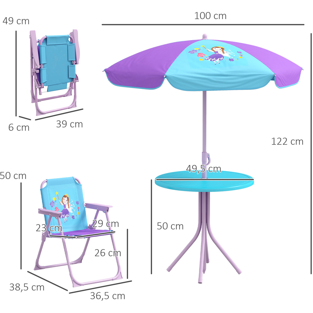 Outsunny Kids Fairy Bistro Set with Parasol Image 7
