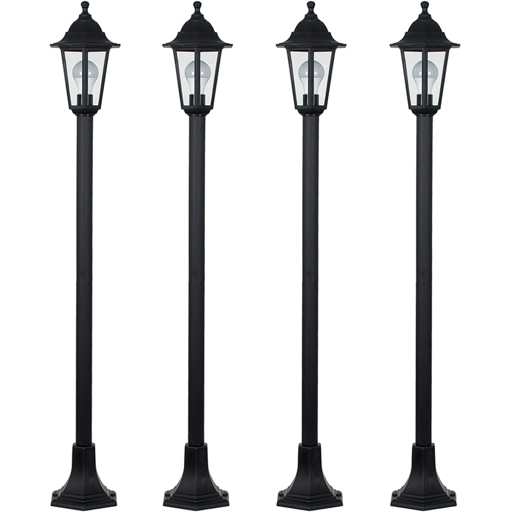 ValueLights Mayfair Set of 4 Black Warm White Bulb Bollard Lights Image 1